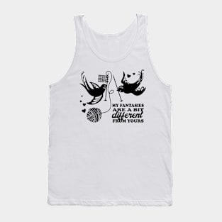 birds knitting needles yarn funny knitter crafts fantasy Tank Top